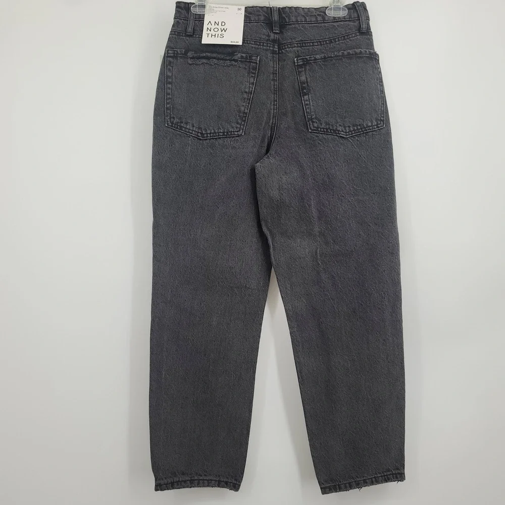 And Now this Criss Cross Womens Jeans SZ 30 Black Distressed Y2K Grunge Barncore
